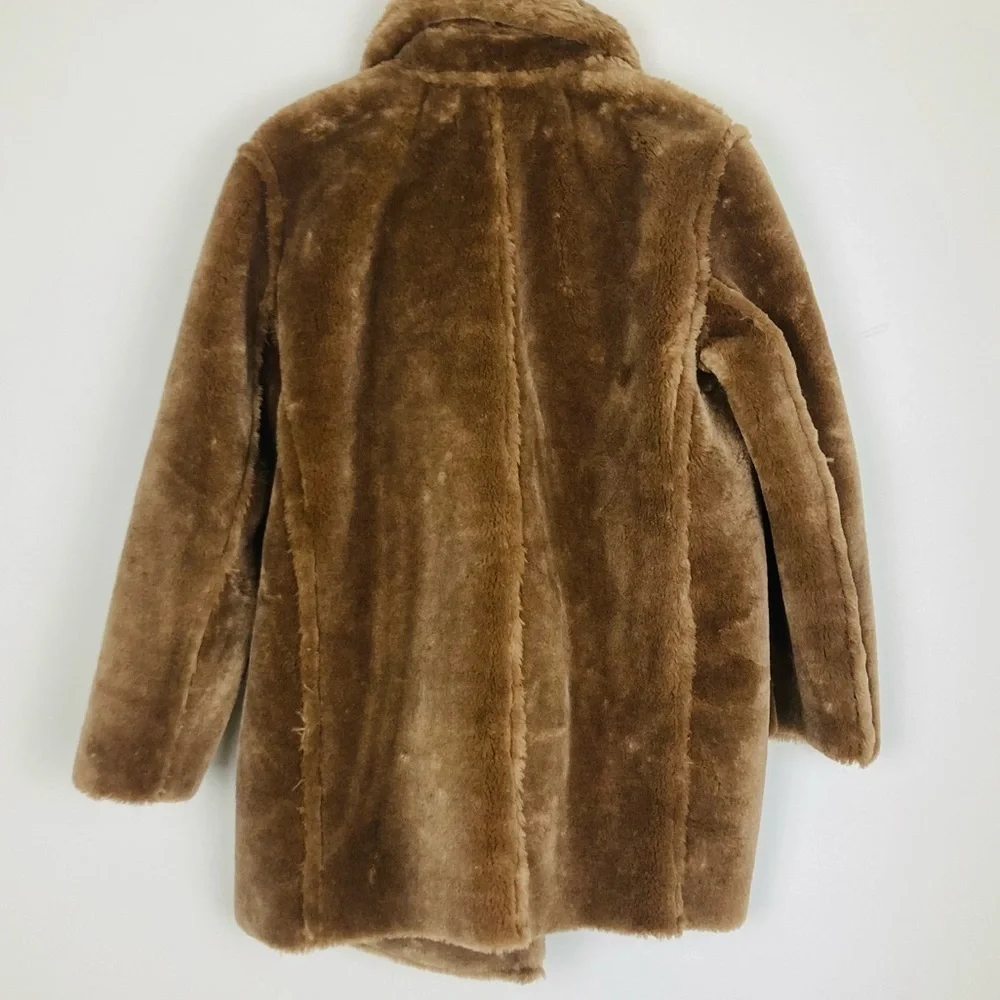 New with tags J. Crew brown faux fur double breasted coat. Size XS - Picture 6 of 9